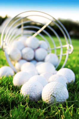 Golf balls falling out of basket