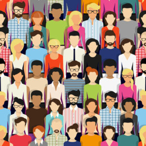 Group of people seamless background. Flat modern design