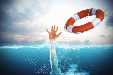 Save Your Corporate Culture with Carol Ring Lifesaver launched a drowning man in the sea