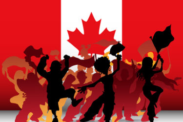 Canadian Flag with Dancing Crowd Carol Ring Corporate Culture Speaker